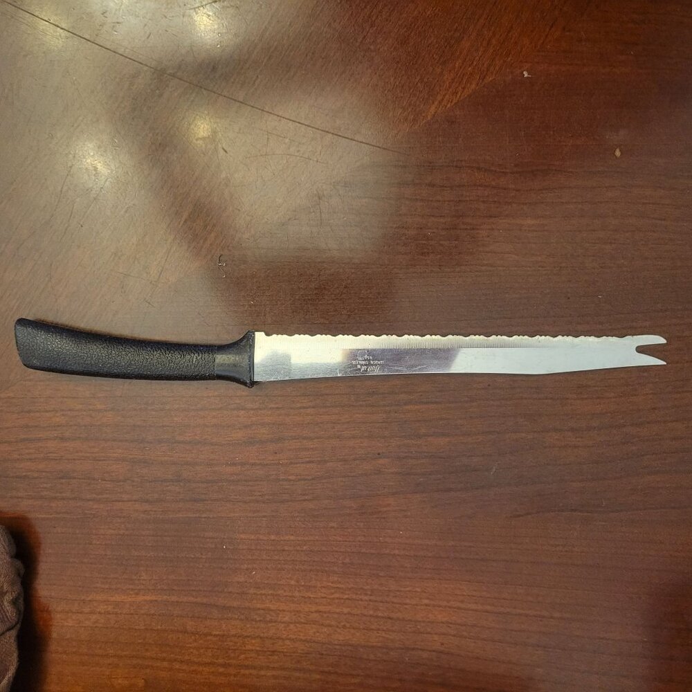 Hoffritz Stainless Steel 12" Serrated Bread & Tomato Knife With Black Handle